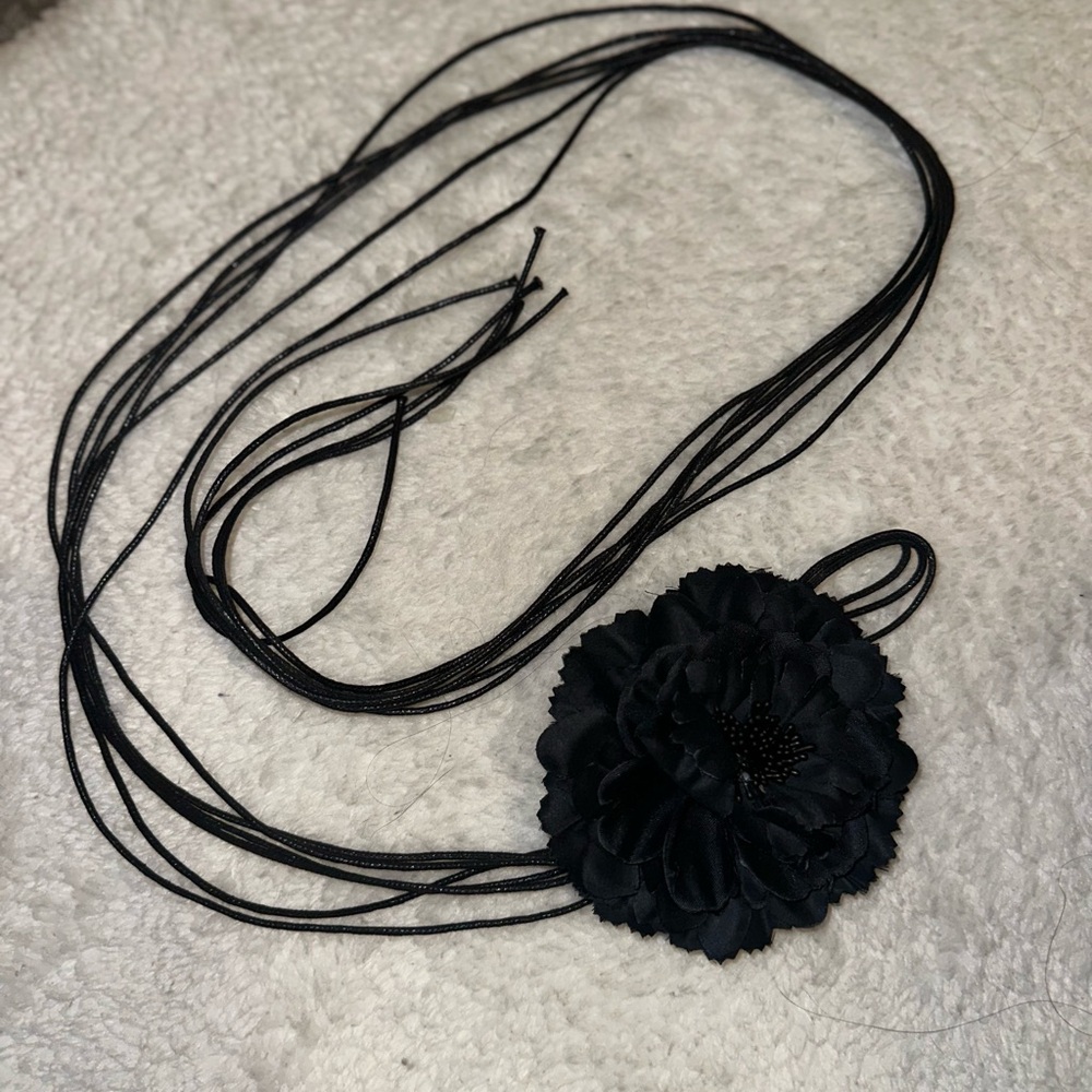 Black Floral Choker Belt / Necklace